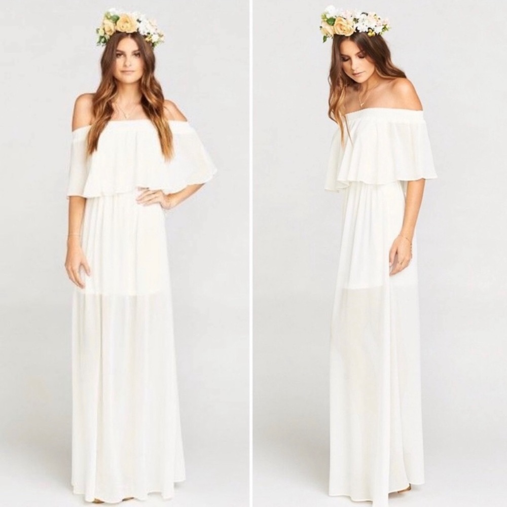 Show Me Your Mumu Hacienda Maxi Dress Wedding Cake Chiffon Size L